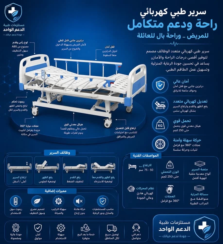 سرير طبي كهربائي مع المرتبة أربع حركات
