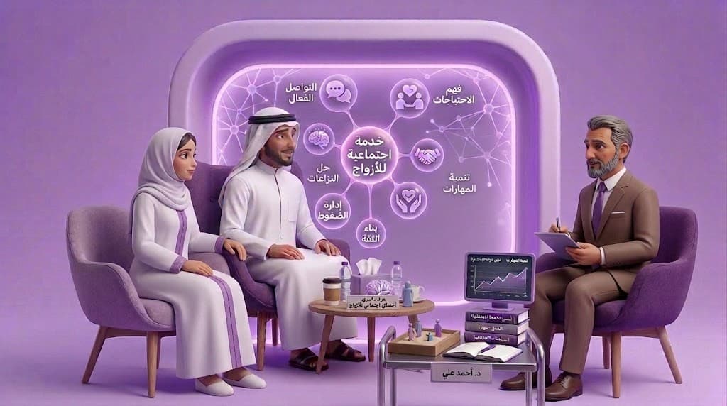 باقة ٦ جلسات خدمة اجتماعية للأزواج ٦٠ دقيقة