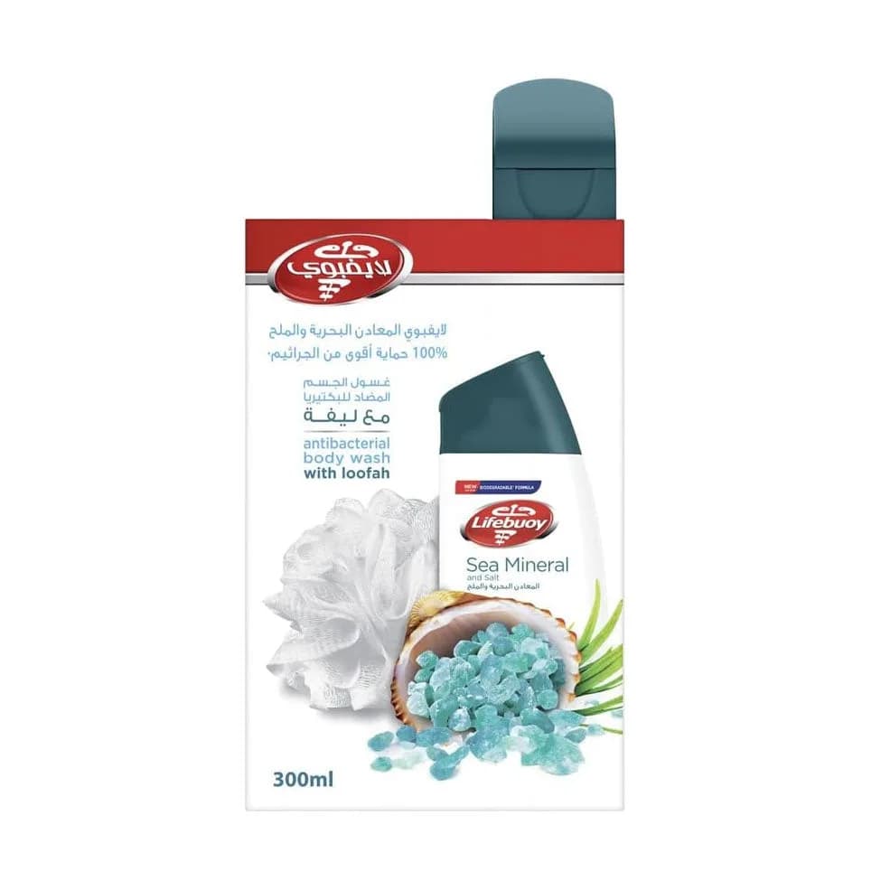 Lifebuoy shower gel with marine minerals 300 ml with loofah
