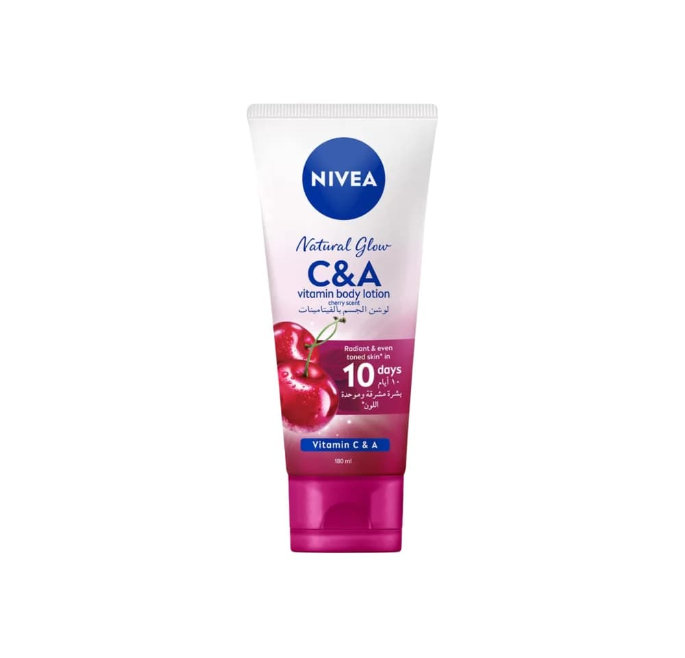 NIVEA Vitamin C & E Body Lotion with Natural Glowing Cherry Scent – 180ml