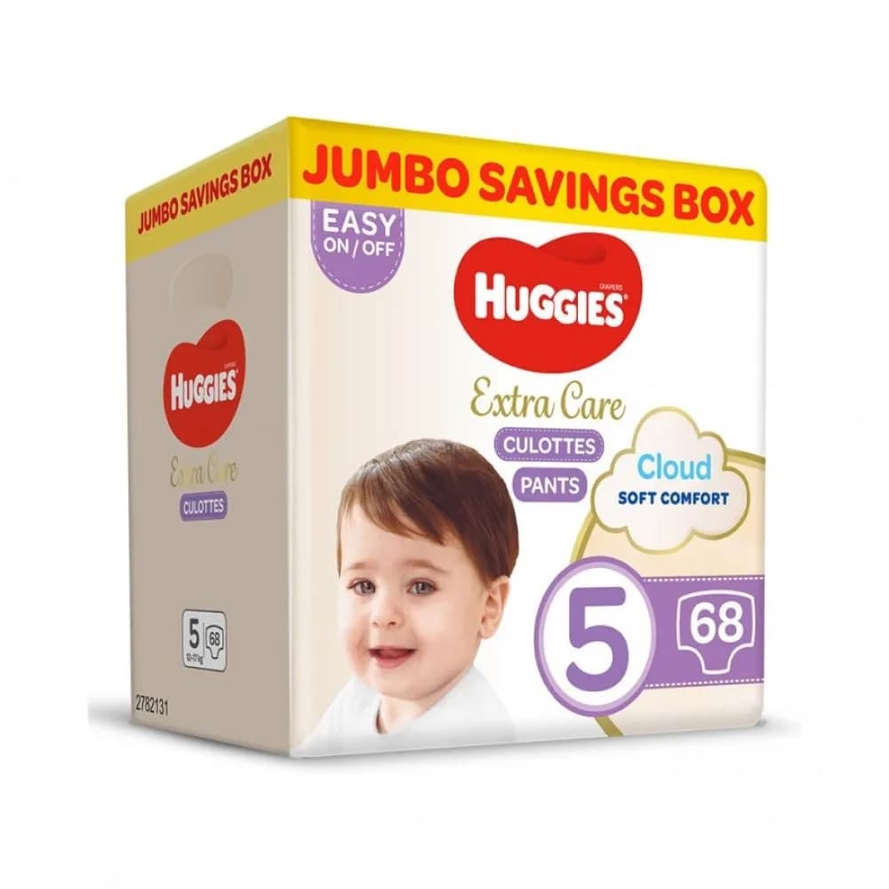Huggies Size 5 Extra Care Diapers, Jumbo Pack, 68 Diapers