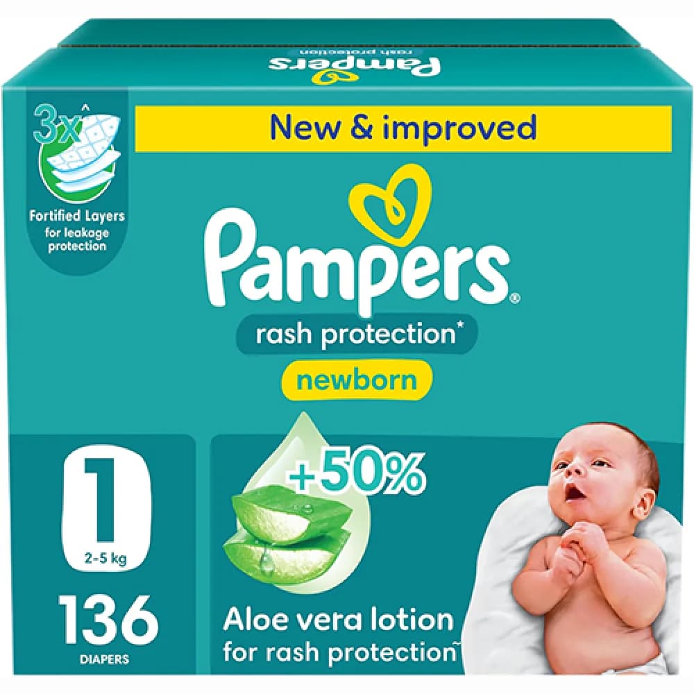 Pampers Diaper Protection Size 1 Box of 136 Diapers