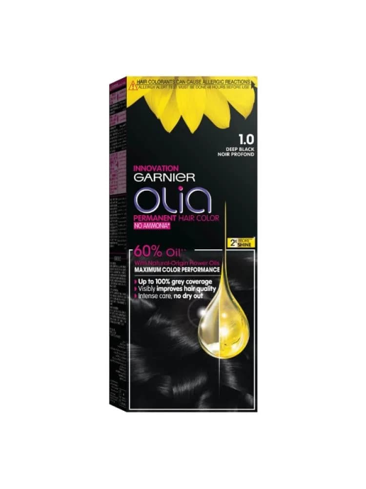 Garnier Olia Permanent Hair Color - Ammonia-Free - Shade 1.0 Dark Black