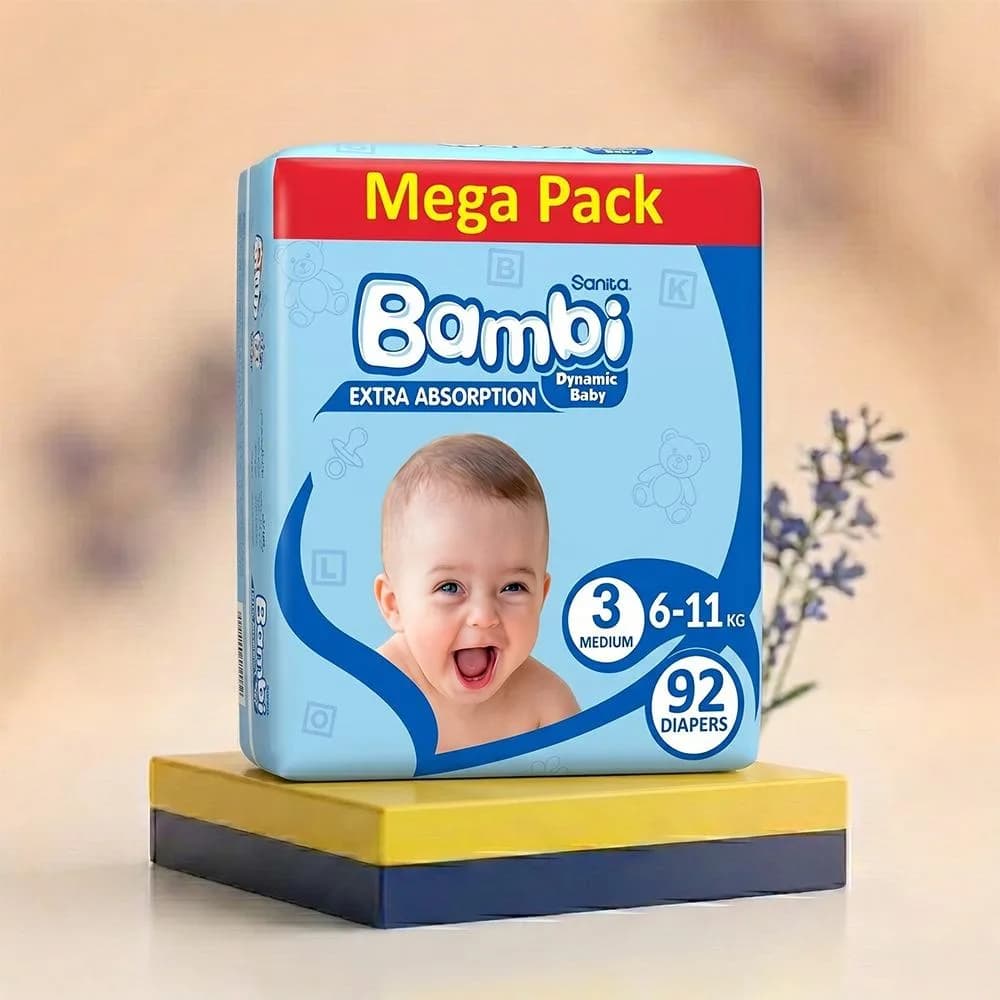 Sanita Bambi Size 3 Diapers, 92-Pack