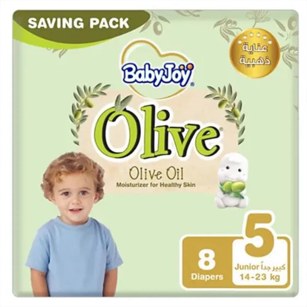 Baby Joy Healthy Skin Diapers with Olive Oil, Size 5, 8-Pack