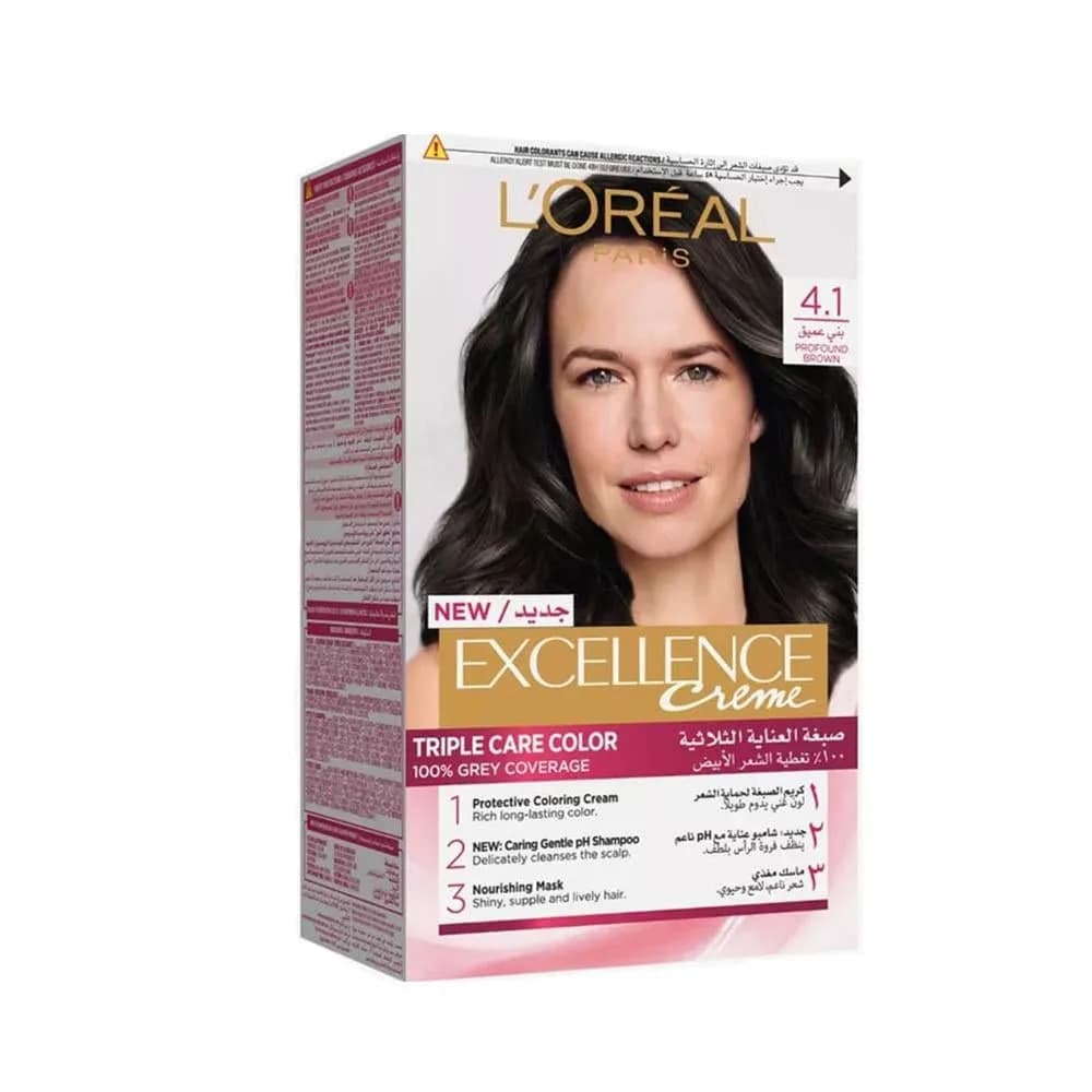 L'Oréal Paris Triple Care Hair Color 100% Gray Coverage 4.1 Deep Brown