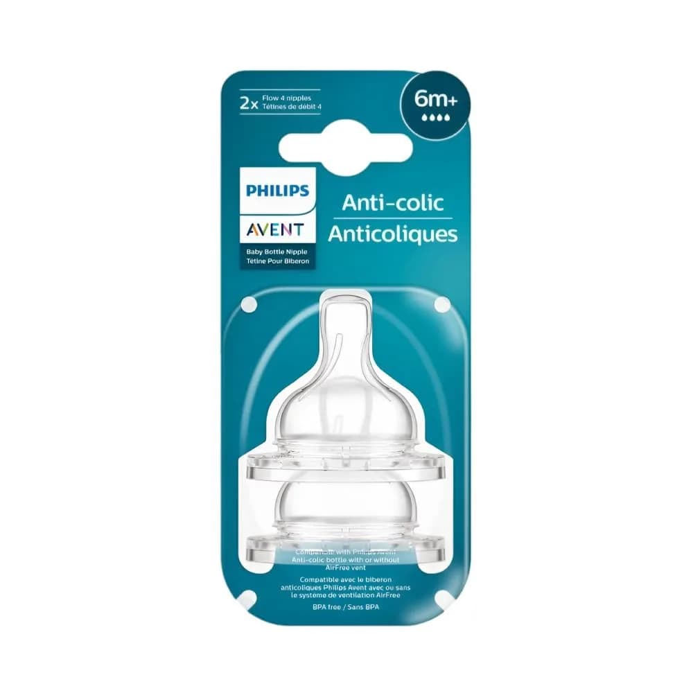 Nipple +6 Months 4 Holes Anti Colic SCY764/02 By Philips Avent - 2pc