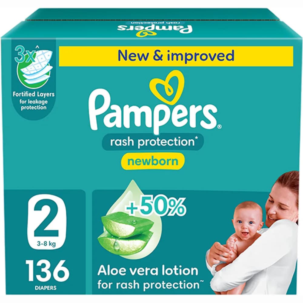 Pampers Diaper Protection Size 2 Box of 136 Diapers