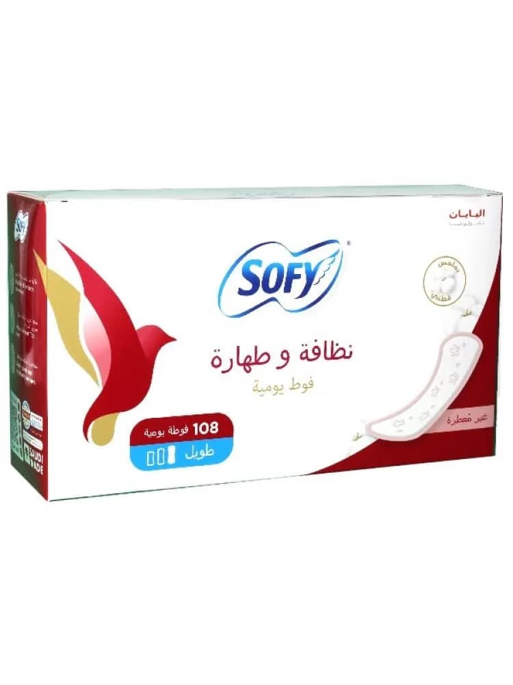 فوط نسائية يومية نظافة وطهارة غير معطرة من سوفي - حجم طويل | 108 قطعة