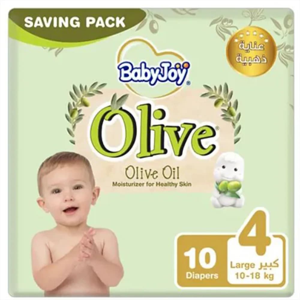 Baby Joy Healthy Skin Diapers with Olive Oil, Size 4, Pack of 10 Diapers