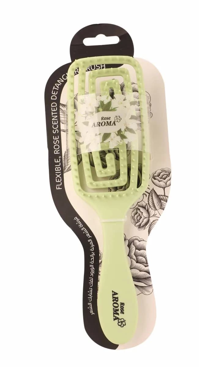 A rose-scented comb to detangle multi-colored hair