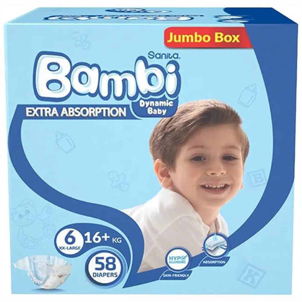 Sanita Bambi Size (6) Box of 58 Diapers