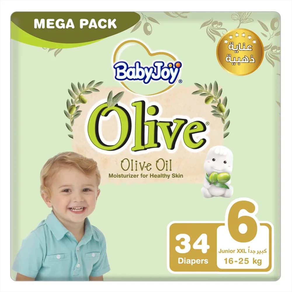 Baby Joy Healthy Skin Diapers with Olive Oil, Size 6, 34-pack