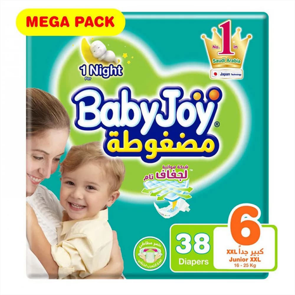 Baby Joy Compressed Diapers Size 6 Pack of 38 Diapers