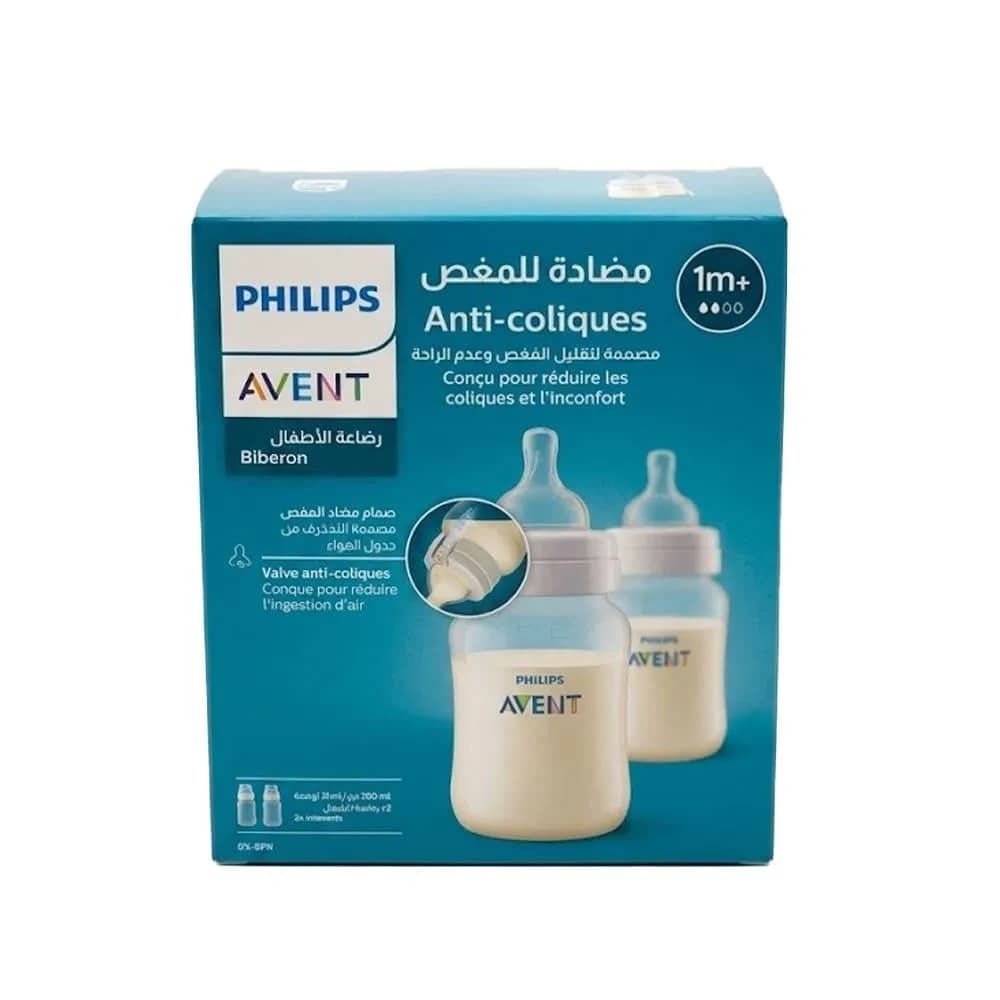 Philips Avent Anti-Colic Plastic Baby Bottles, 2-Pack, 1m+ - 260ml