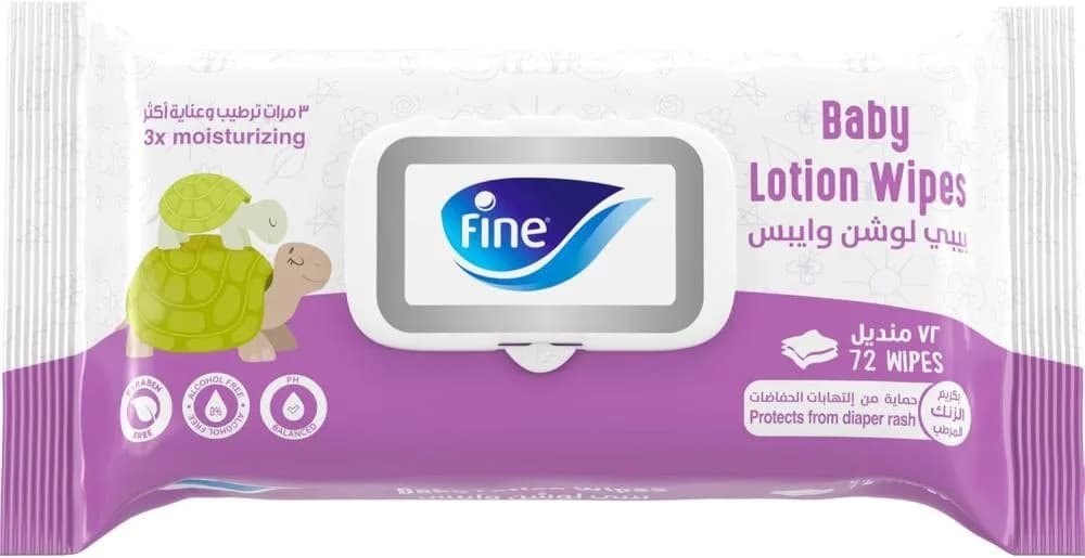 Fine Baby Lotion Wipes, 72 wipes for babies