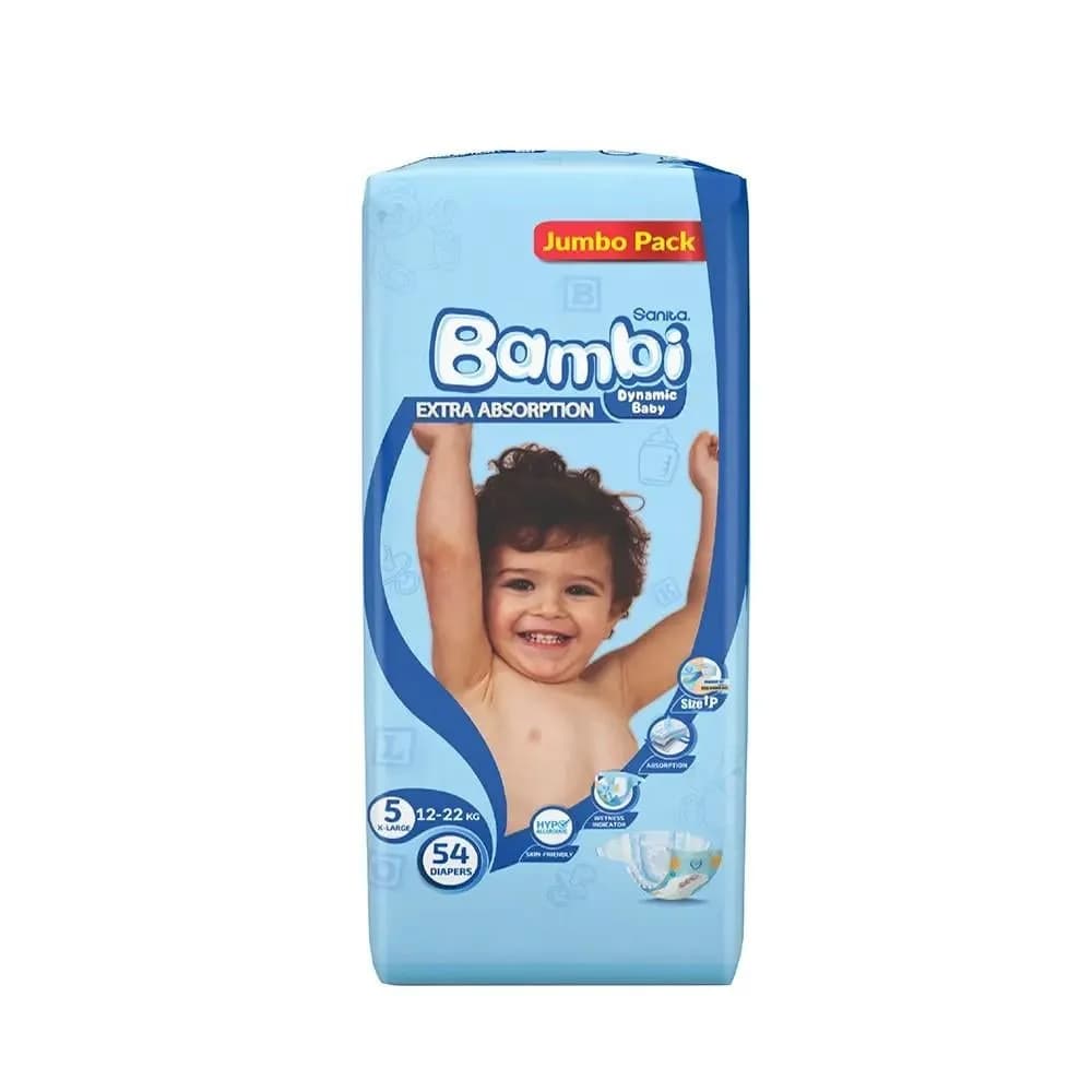 Sanita Bambi - Baby Diapers Size 5 (12-22 kg) - Jumbo Pack 54 Diapers