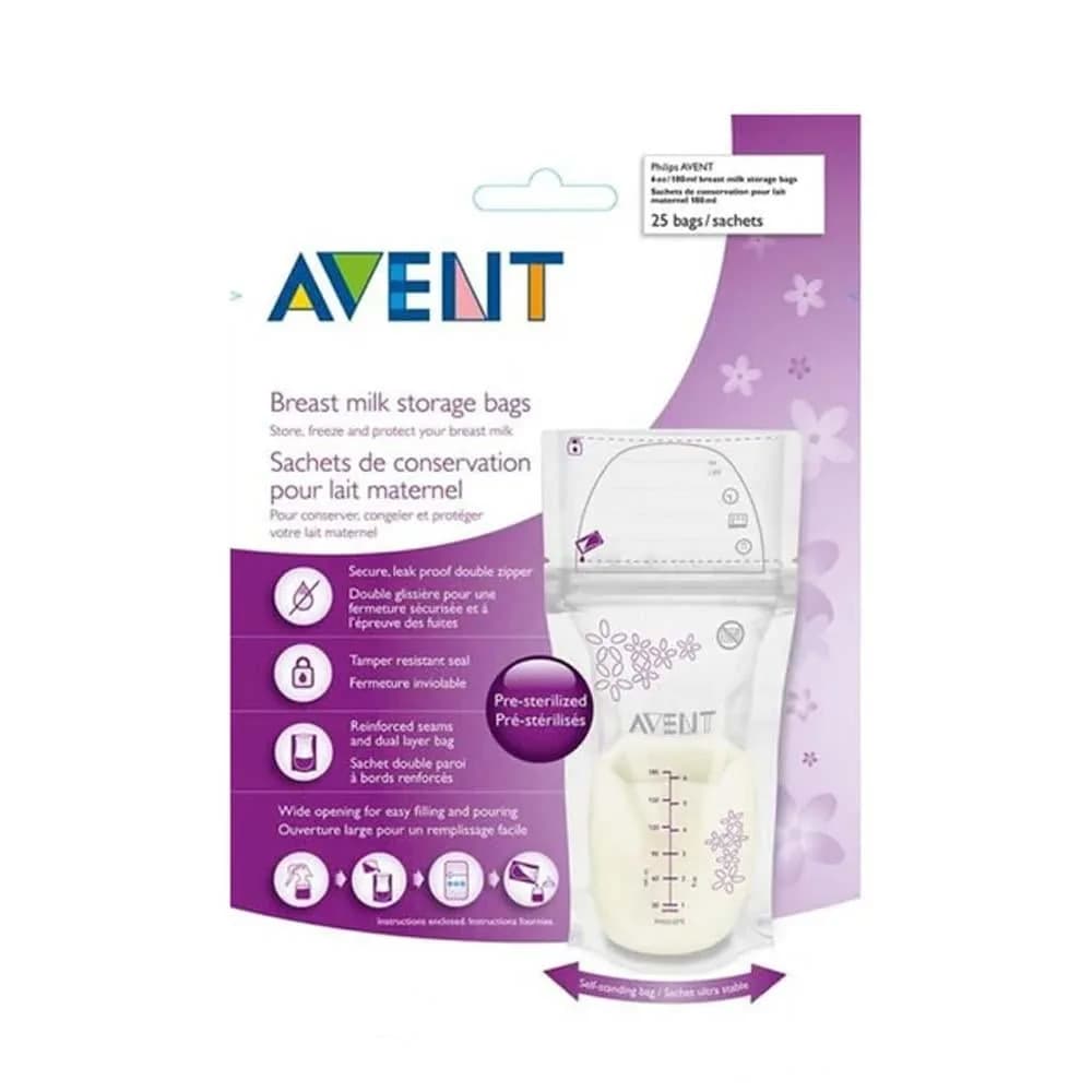 Philips Avent breast milk storage bags, 25 sachets, capacity 180 ml