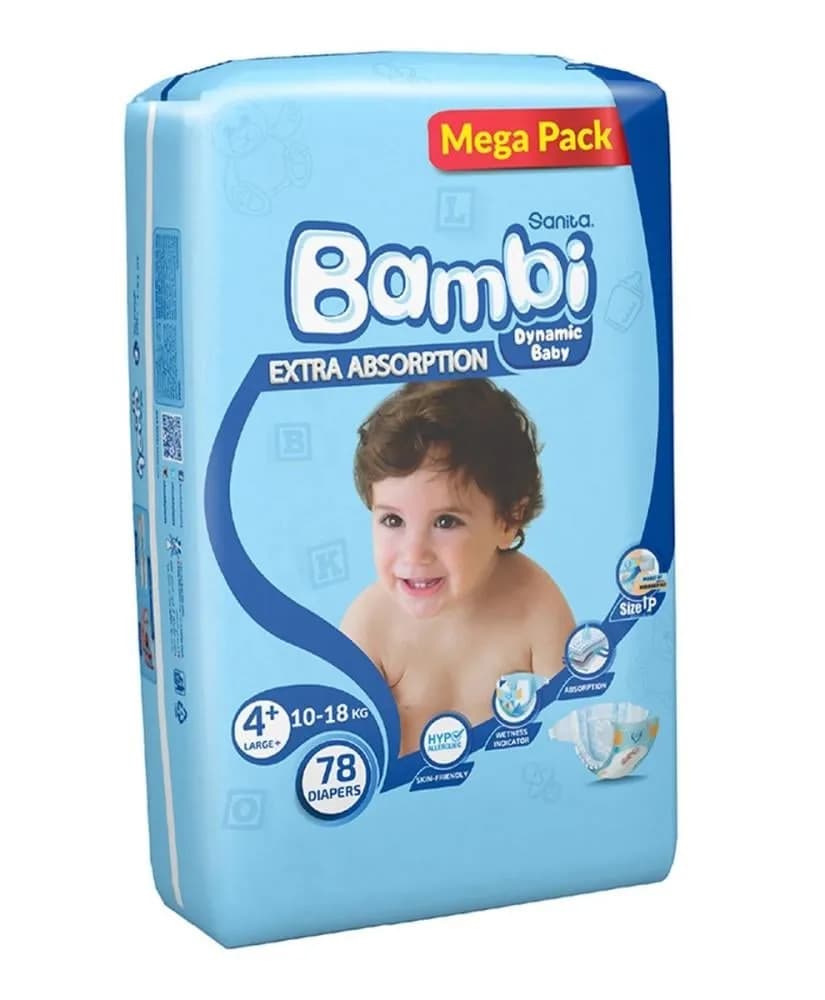 Bambi Size (4+) Mega Pack 78 Diapers