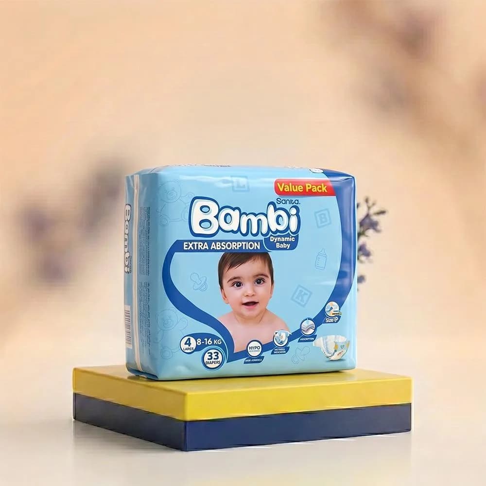 Sanita Bambi Size 4 Diapers, 33-Pack