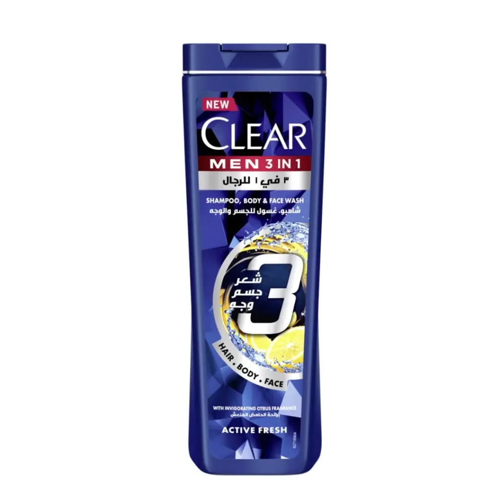 Clear Active Fresh 3-in-1 Shampoo and Body Wash with a Refreshing Citrus Scent - 400ml