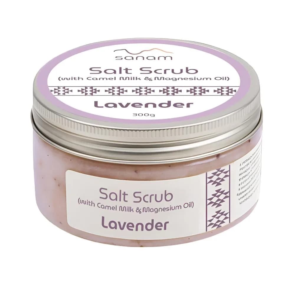 Sanam Salt Scrub with Lavender Extract, Magnesium Oil and Camel Milk - 300g