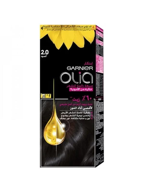 Garnier Olia Permanent Hair Color - Shade 2.0 Black (Ammonia-Free)