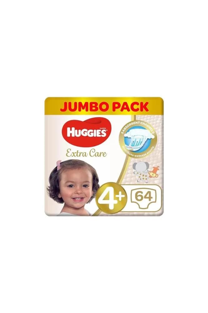 Huggies - Jumbo Bag Baby Diapers Extra Size (+4) 64 Count