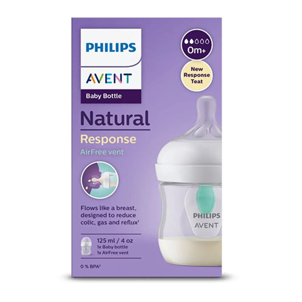 Philips Avent Natural Response Plastic Feeding Bottle with Anti-Colic Opening (From Birth) 125ml 670/01