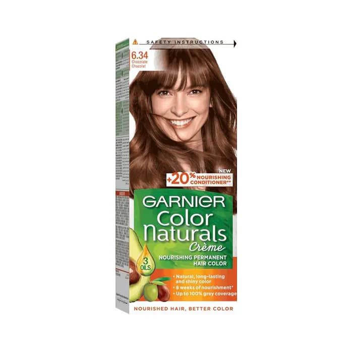 Garnier Color Naturals Permanent Hair Color Cream, Chocolate Brown, 6.34