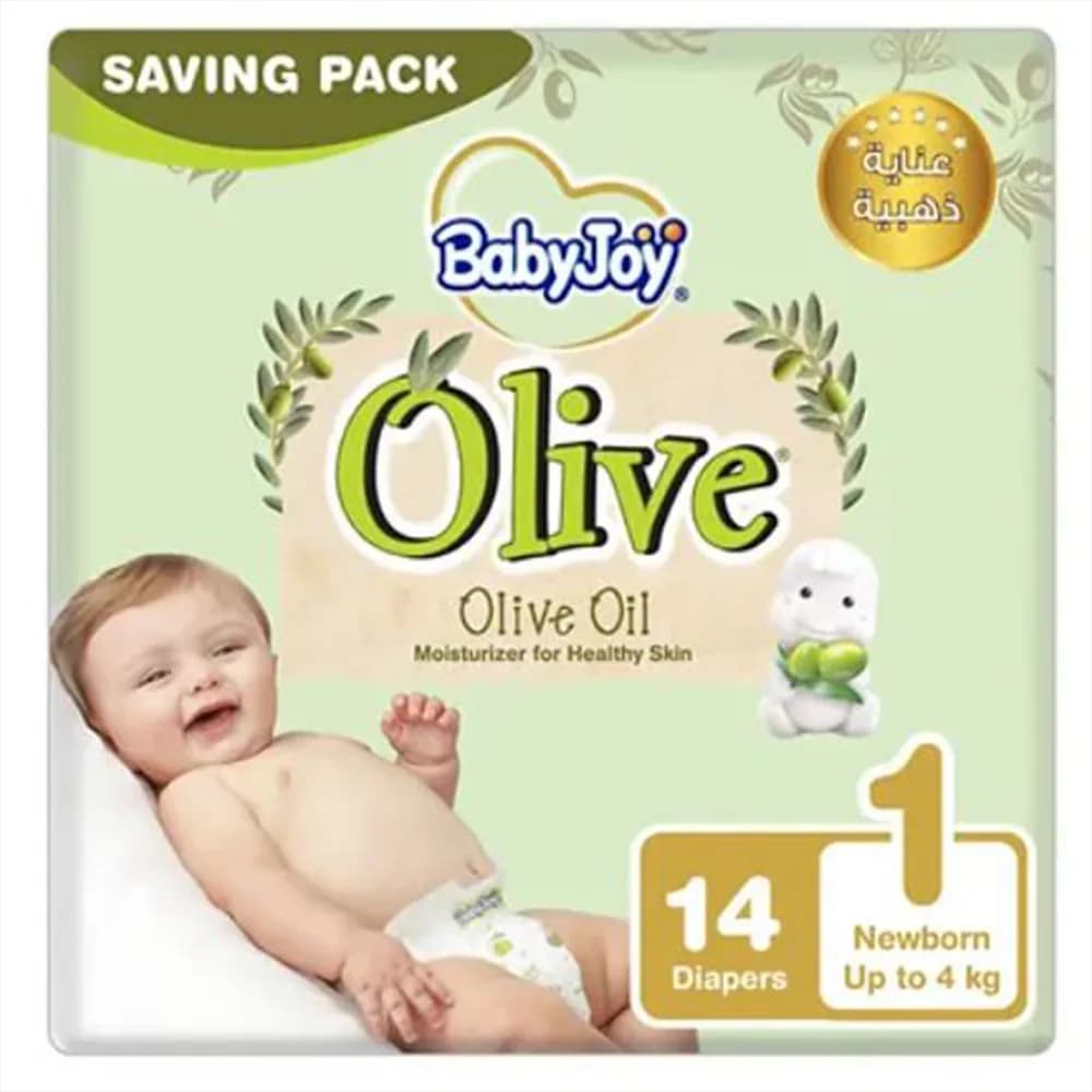 Baby Joy Healthy Skin Diapers with Olive Oil, Size 1, Pack of 14 Diapers