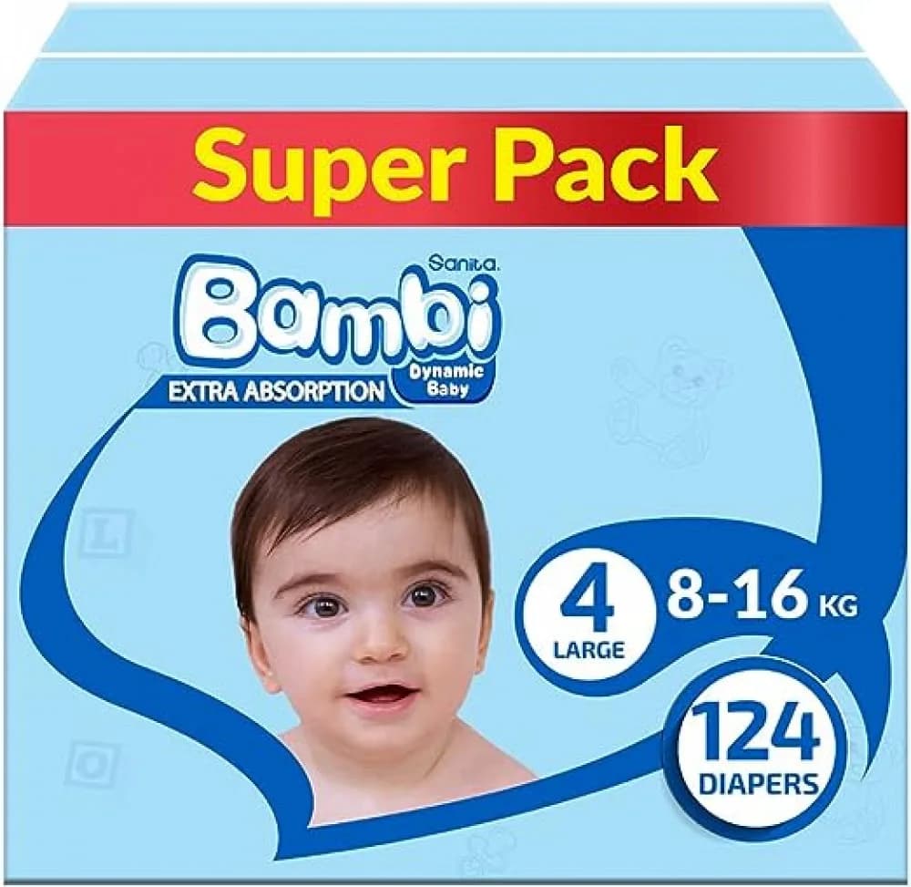 Bambi Size (4) Jumbo Box 124 Diapers