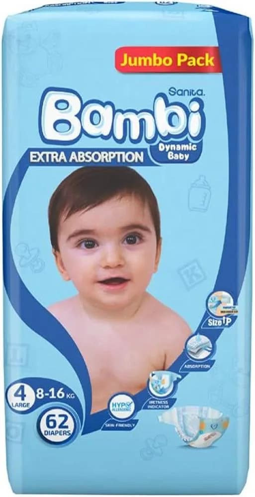Bambi Size (4) Giant Pack 62 Diapers