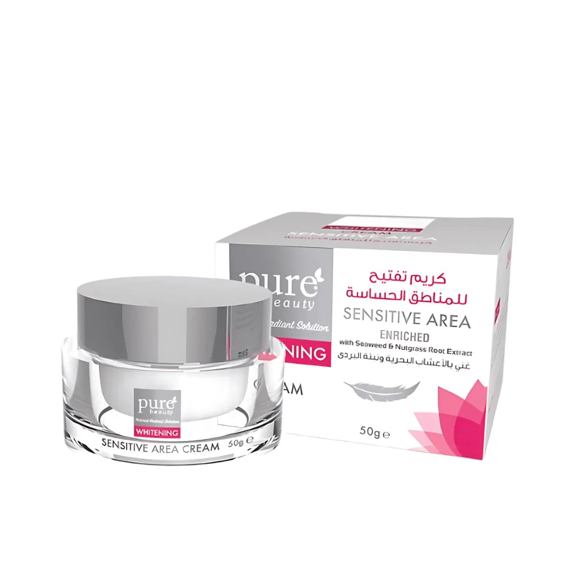 Pure Beauty Lightening Cream for Sensitive Areas, Enriched with Seaweed and Papyrus - 50ml
