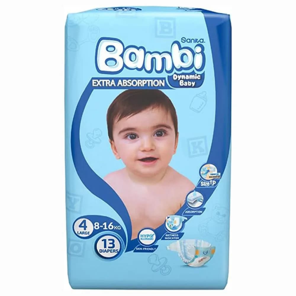 Sanita Bambi Size 4 Diapers, 13-Pack