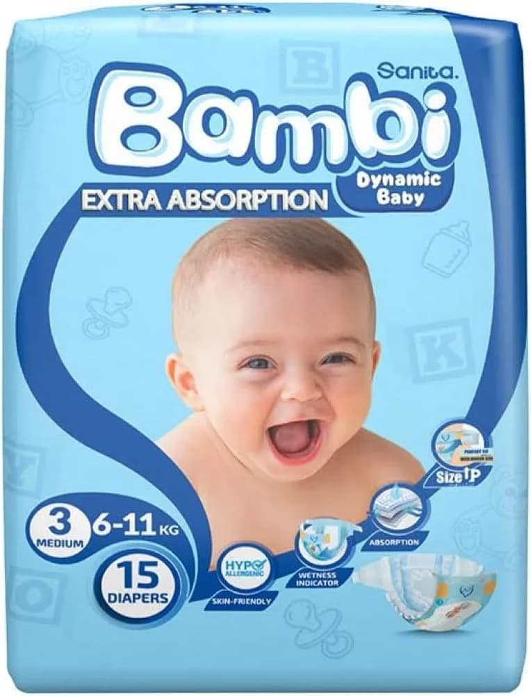 Sanita Bambi No. 3 Diapers, 15 Diapers