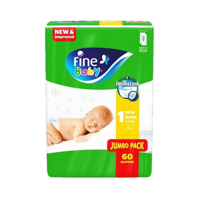 Fine Baby Jumbo Diapers, 60 Diapers, Size 1