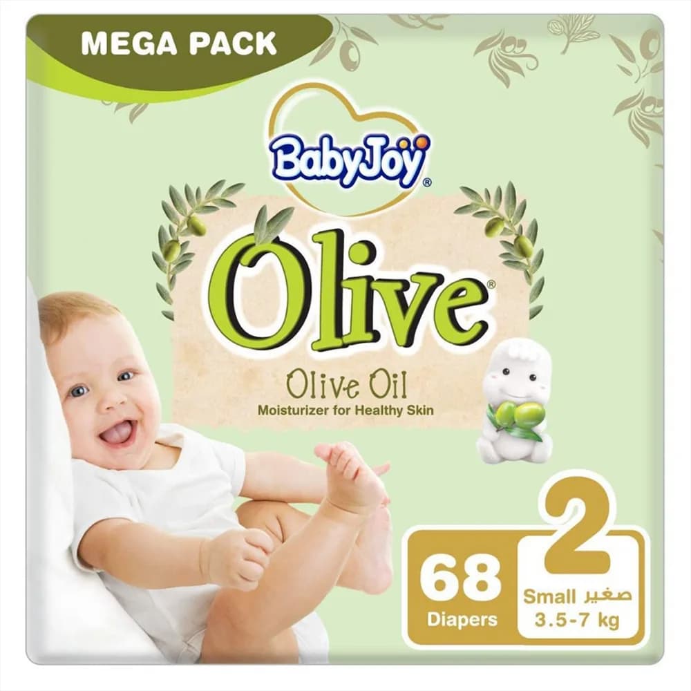 Baby Joy Healthy Skin Diapers with Olive Oil, Size 2, Pack of 68 Diapers