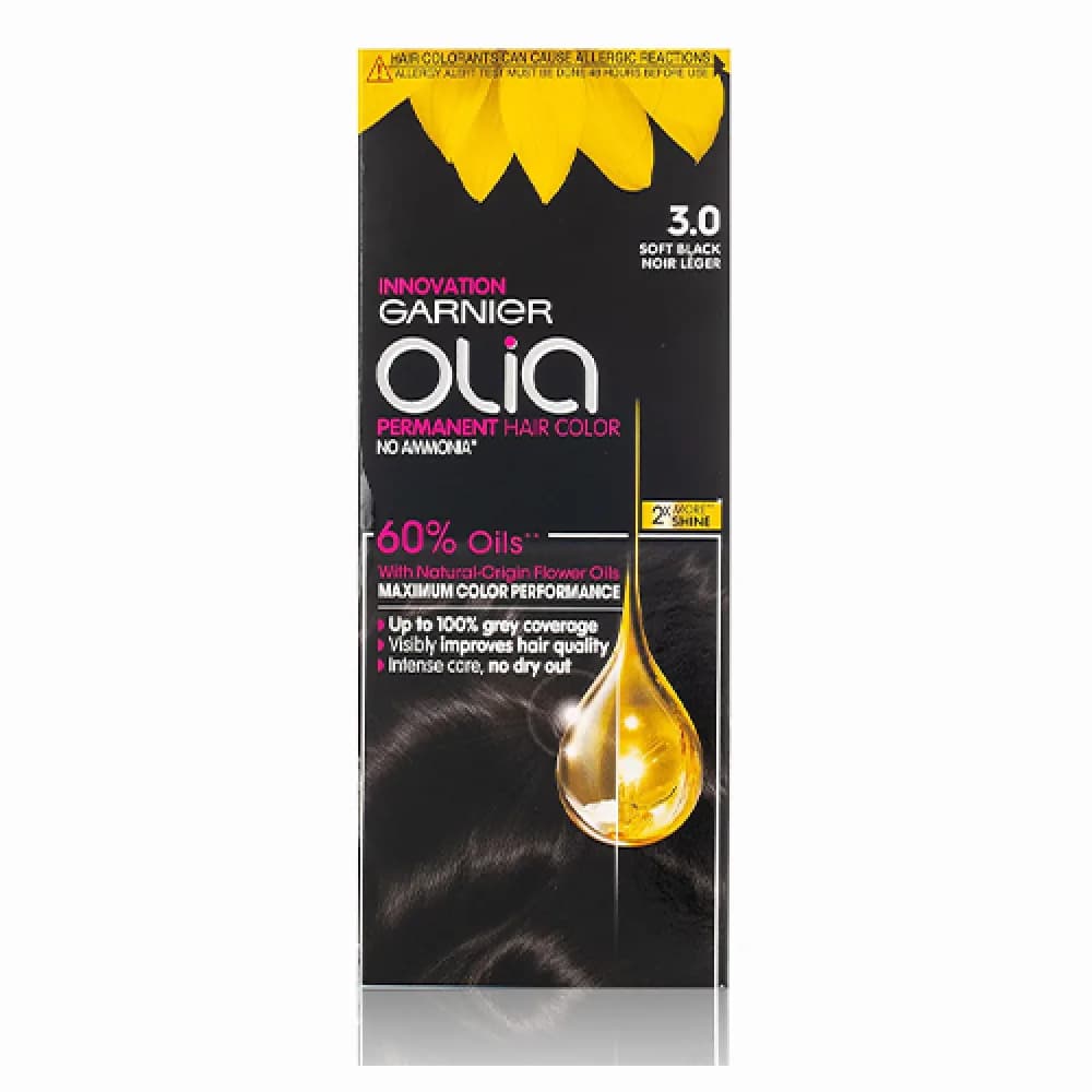 Garnier Olia Ammonia-Free Hair Color, Soft Black 3.0