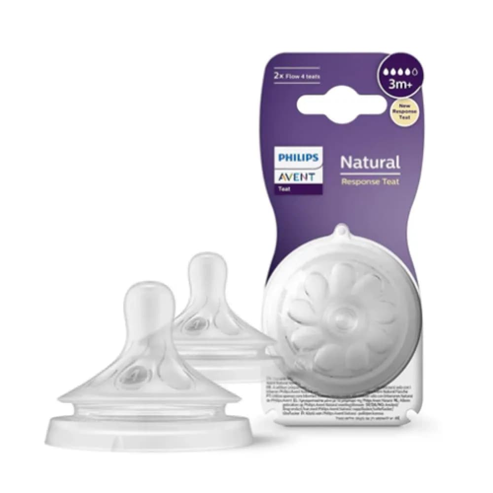 Philips Avent Naturals Flow Nipple (4) From 3 Months Old 2 Pack 964/02