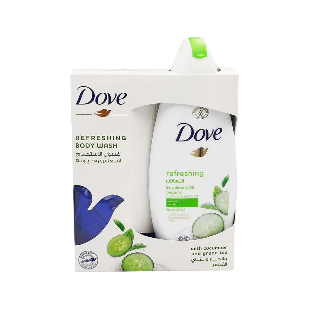 Dove Fresh & Invigorating Shower Gel with Cucumber, Tea & Green 250ml and Loofah