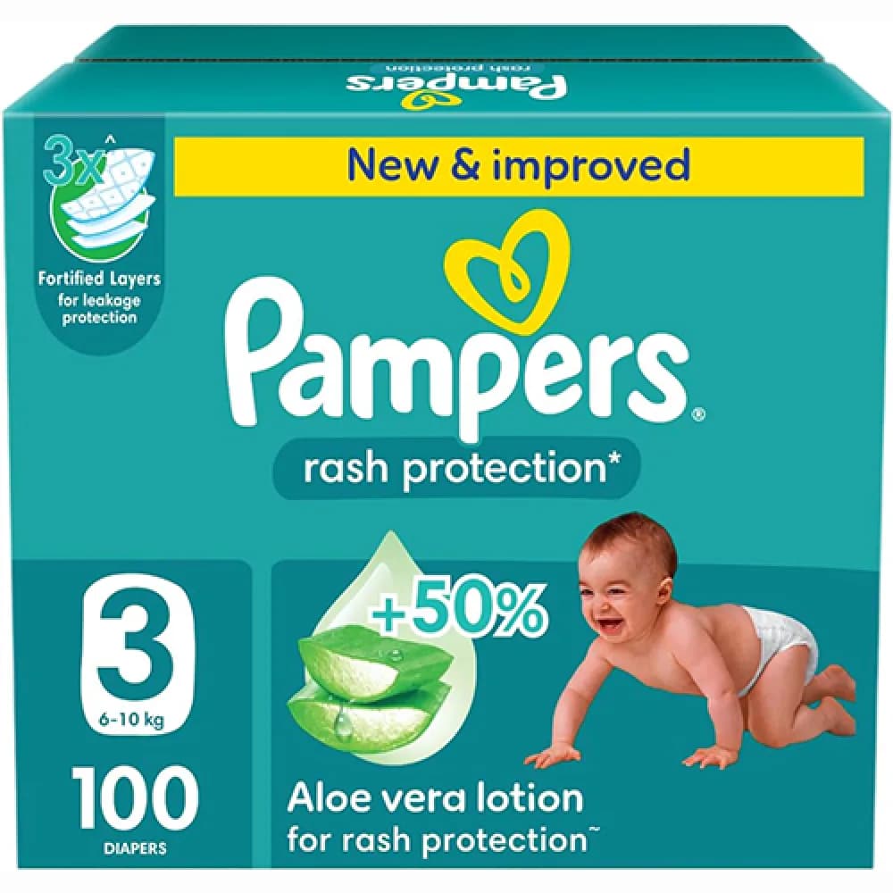 Pampers Diaper Rash Protection Size 3 Box of 100 Diapers