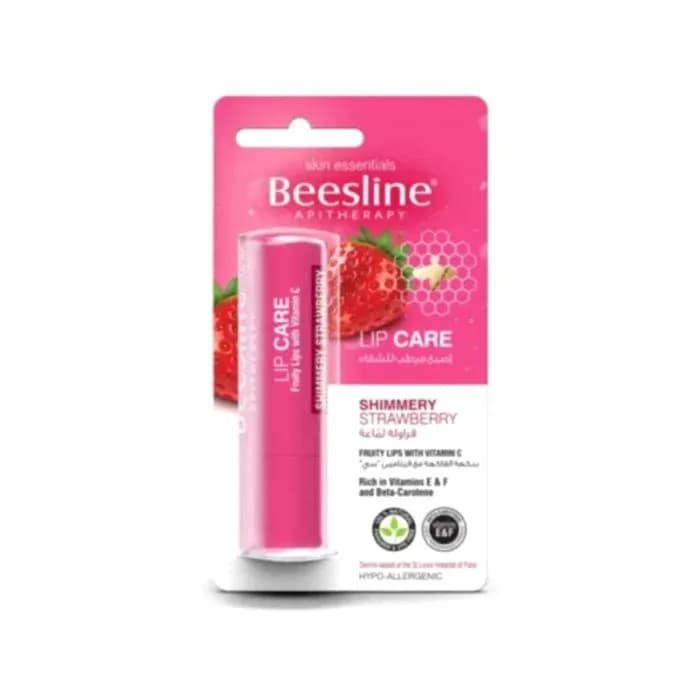 Beesline Shimmery Strawberry Lip Care Fruity Lips With Vitamin C, 4 gm, Pink